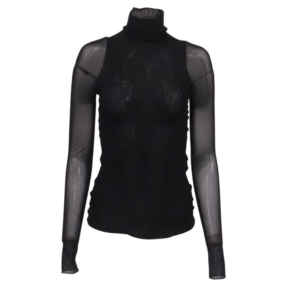 Max Mara Leisure Veles Sheer Mesh Top in Black Polyamide
